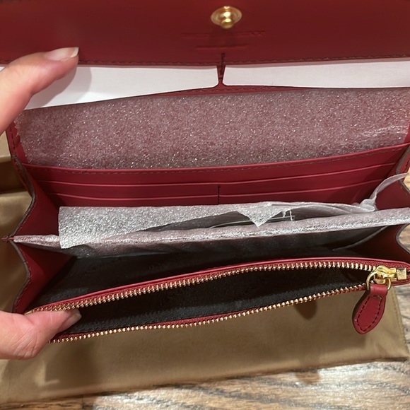 NEW Burberry Red Haymarket Check Continental Flap Wallet - Picture 7 of 9